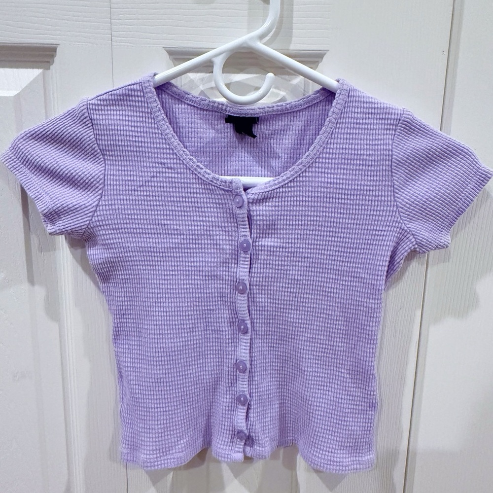 Button down textured top